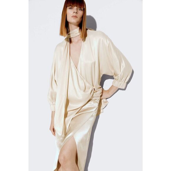 ZARA SATIN EFFECT LONG TUNIC BLOUSE - Picture 7 of 8